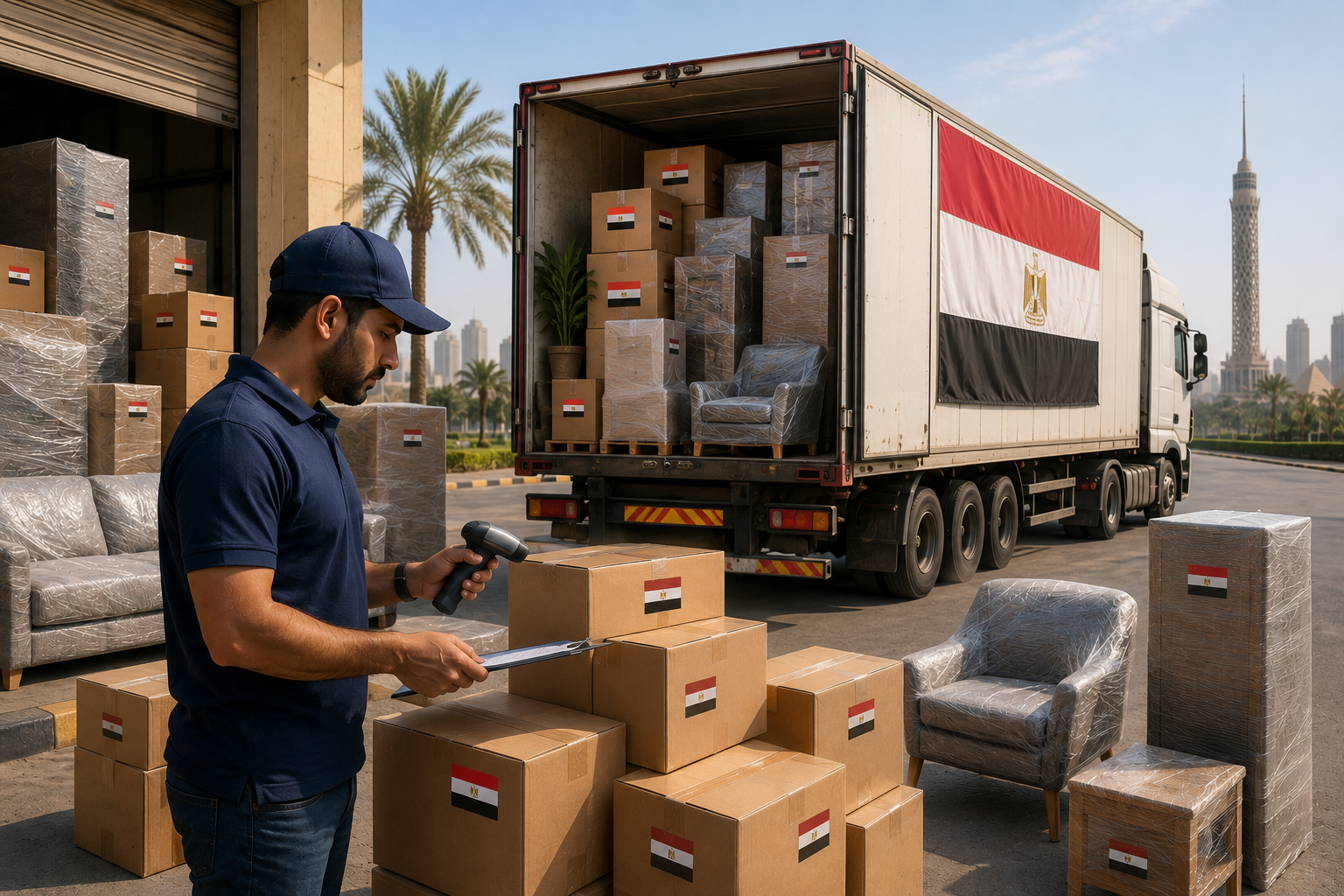 Expédition d'effets personnels et commerciaux des Émirats vers l'Égypte
