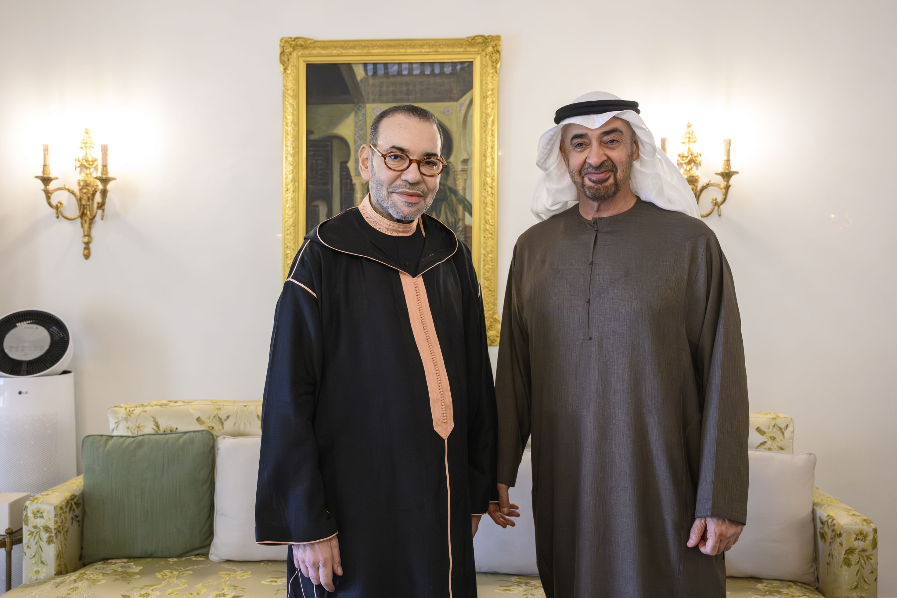 محمد بن زايد والملك محمد السادس يبحثان تعزيز التعاون والتنسيق المشترك بين الإمارات والمغرب